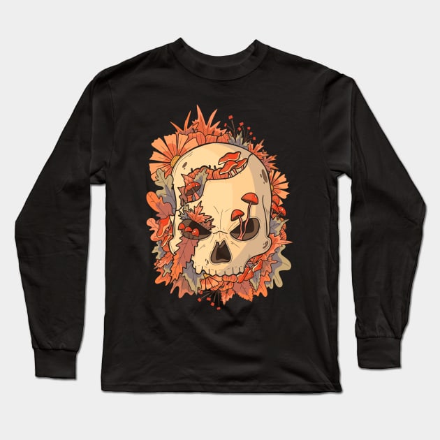 Fierce autumn skull Long Sleeve T-Shirt by Swadeillustrations